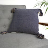 Hand-Woven Blue Boho Moroccan Decorative Throw Pillow - 17" x 17.5"